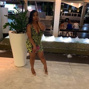 Neon Green Leopard Mini Dress